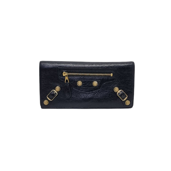 Balenciaga Giant Leather Wallet Ghw (Black)