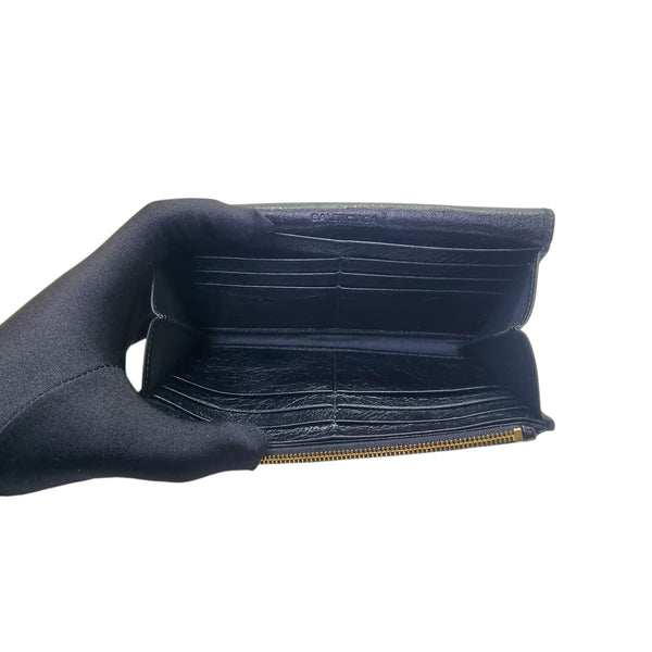 Balenciaga Giant Leather Wallet Ghw (Black)