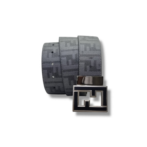 Fendi Zucca Coated Canvas Reversible Belt Shw (Grey/Black)
