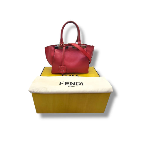 Fendi Mini 3 Jours Leather Tote Bag Shw (Red)
