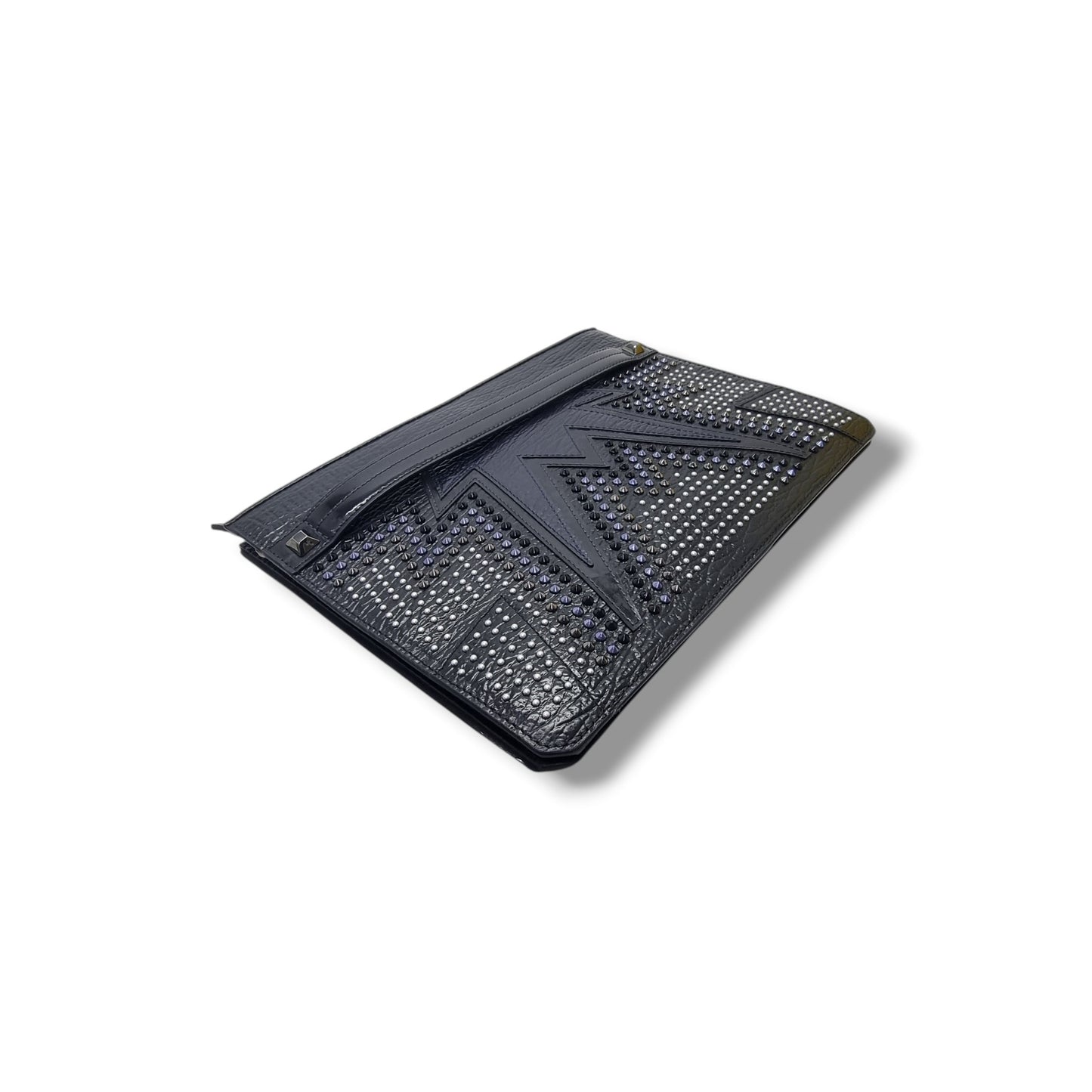 MCM Cyber Studded Leather Clutch Shw (Black/Blue)
