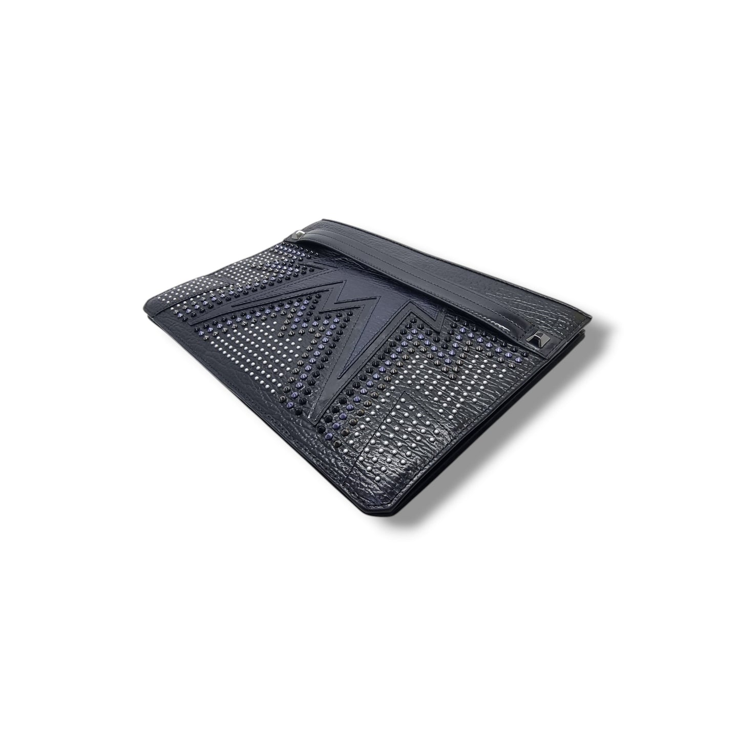 MCM Cyber Studded Leather Clutch Shw (Black/Blue)