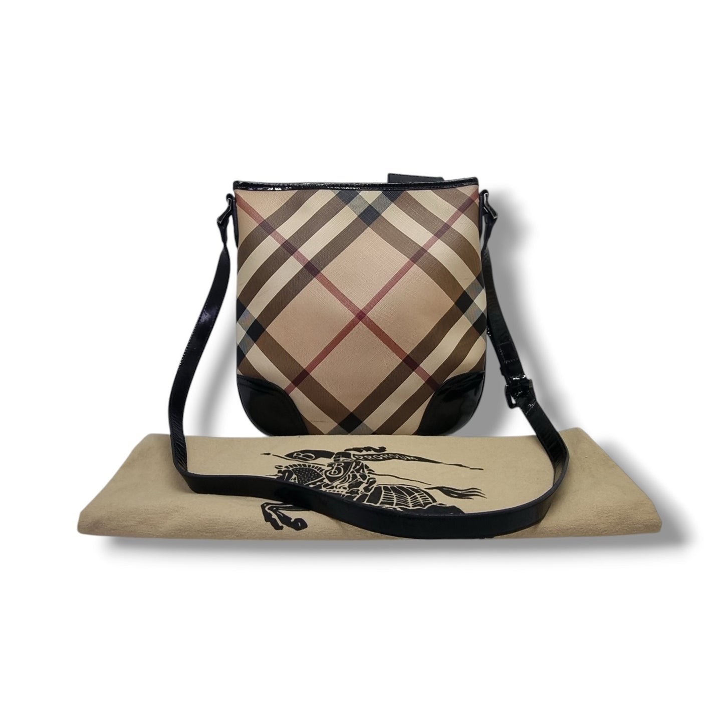 Burberry Supernova Check Coated Canvas Dryden Crossbody Shw (Black)