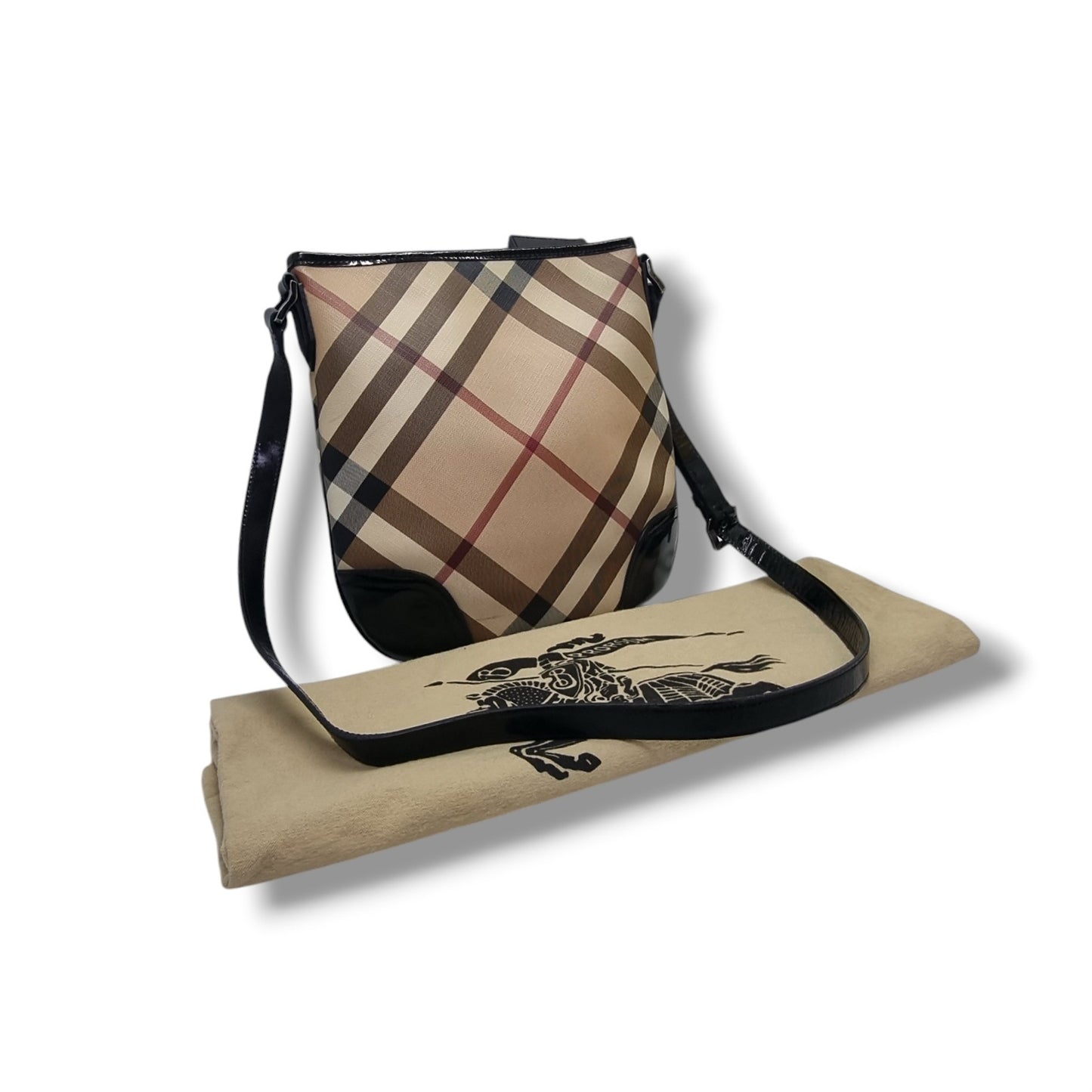 Burberry Supernova Check Coated Canvas Dryden Crossbody Shw (Black)