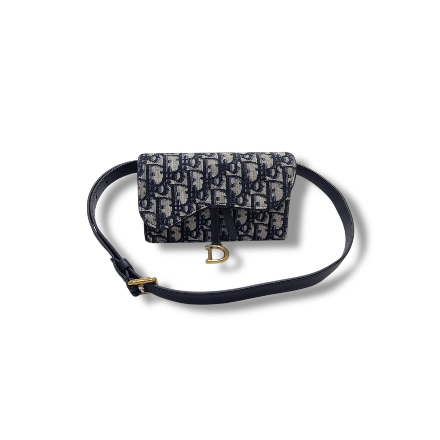 Christian Dior Saddle Oblique Canvas Belt Bag Ghw (Blue)
