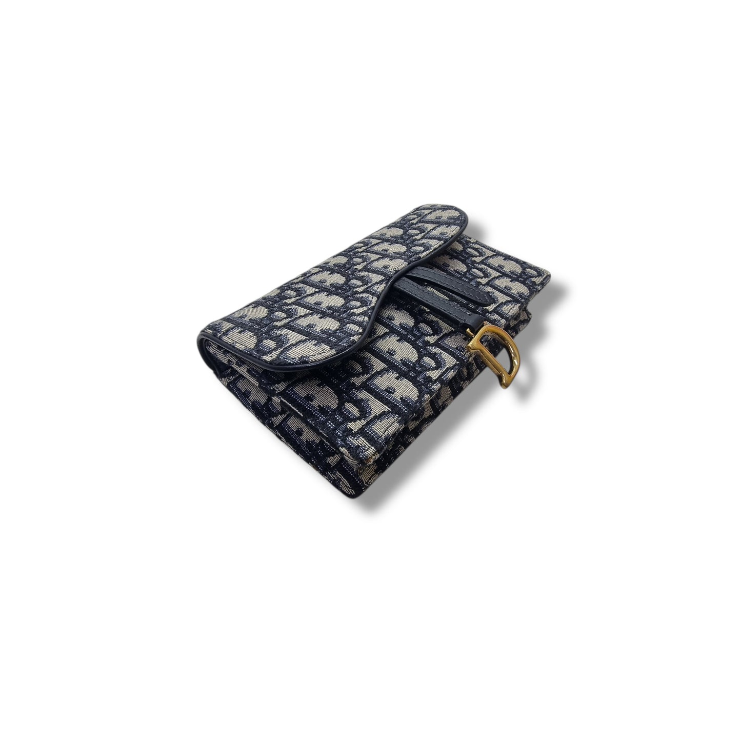 Christian Dior Saddle Oblique Canvas Belt Bag Ghw (Blue)