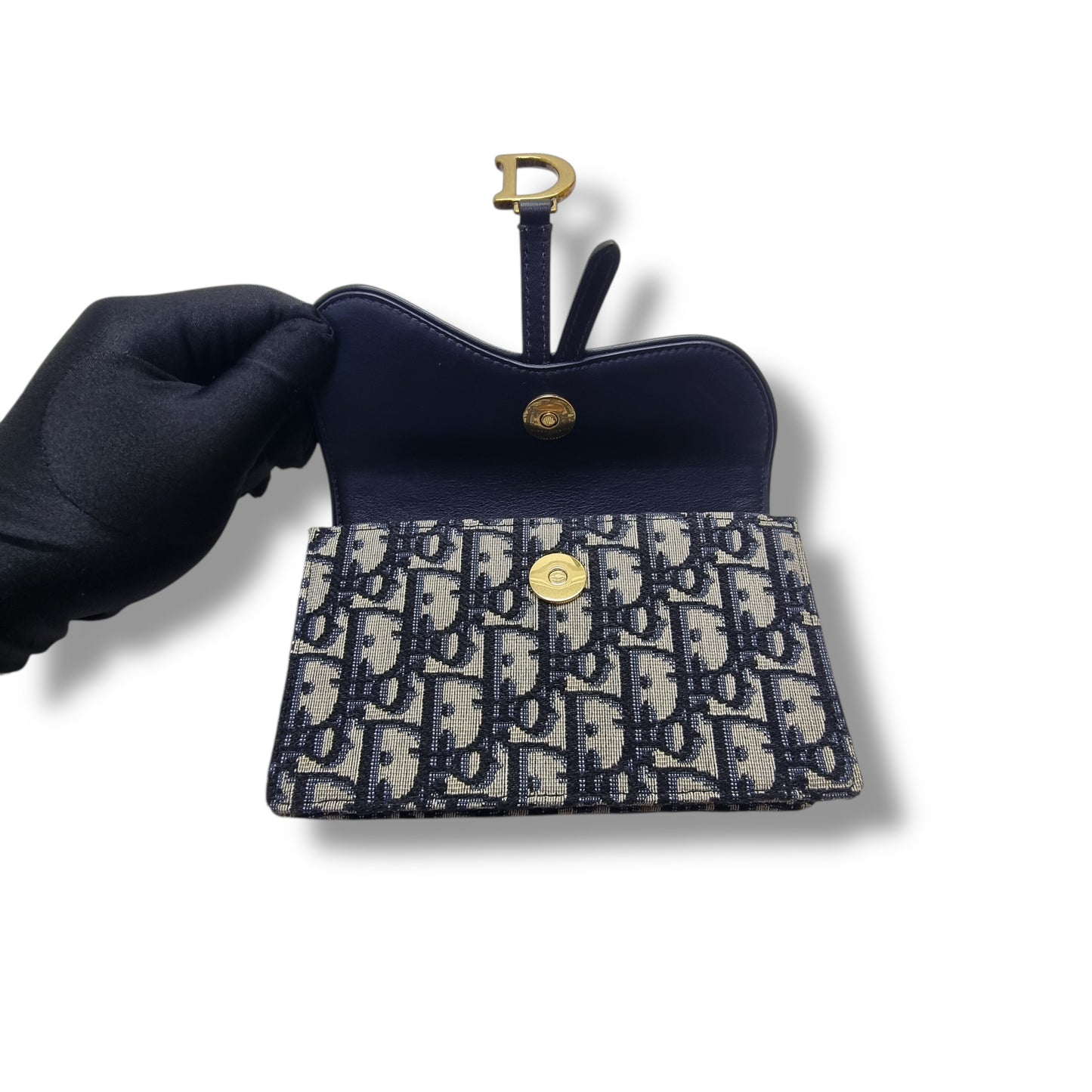 Christian Dior Saddle Oblique Canvas Belt Bag Ghw (Blue)