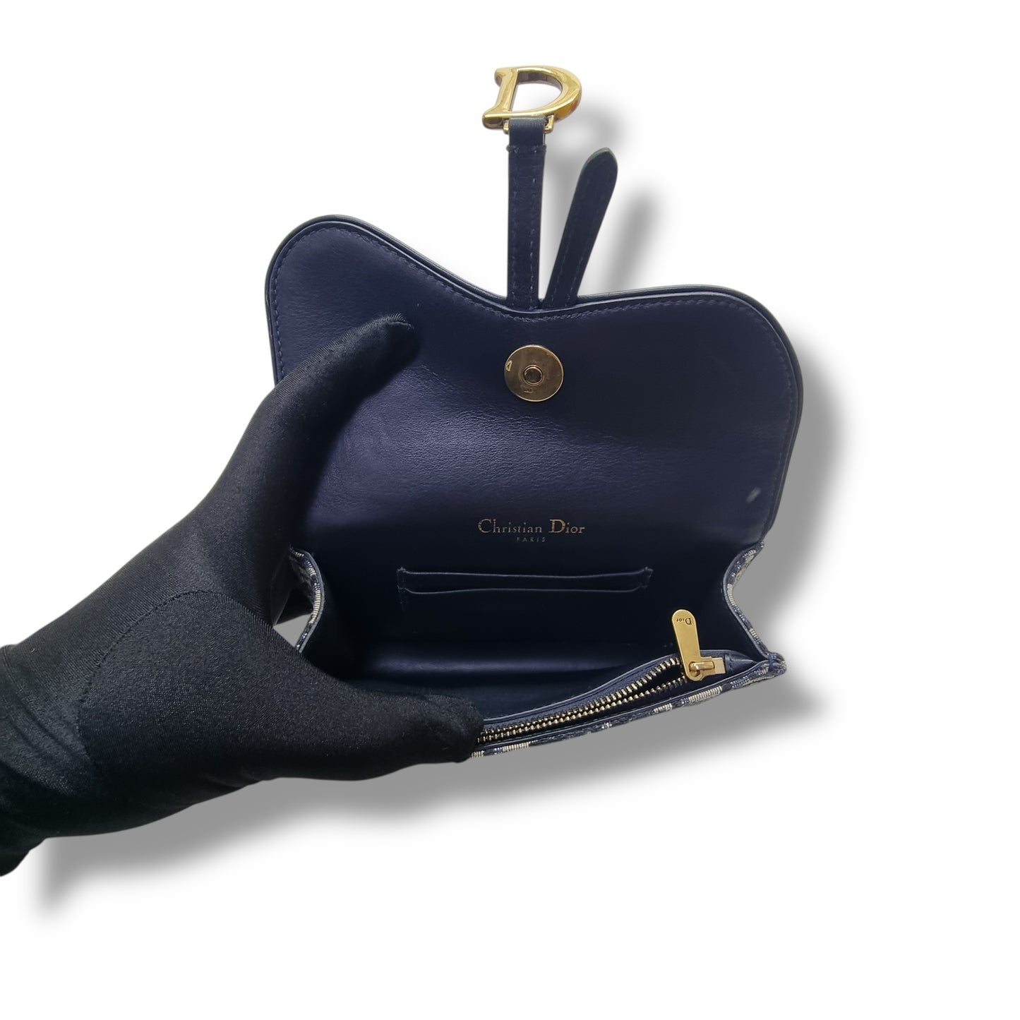 Christian Dior Saddle Oblique Canvas Belt Bag Ghw (Blue)