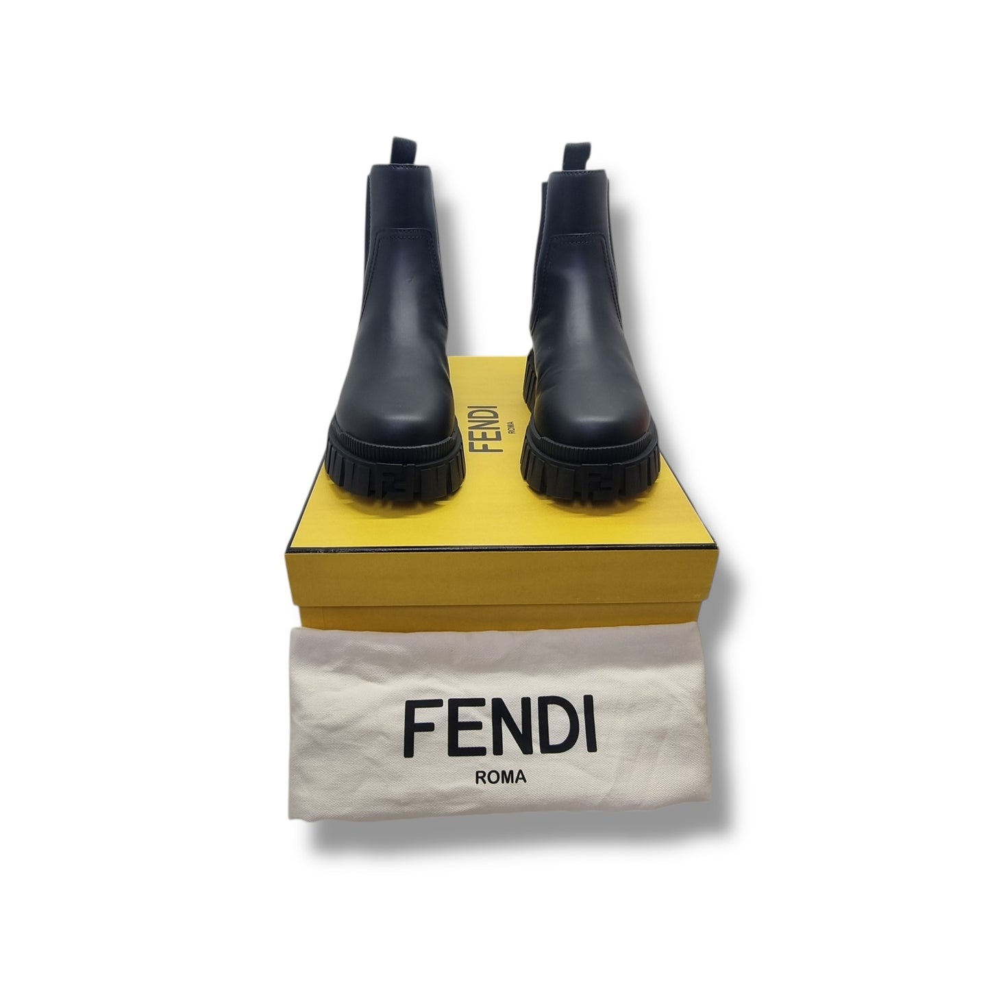 Fendi Force Chelsea Leather Ankle Boots (Black)