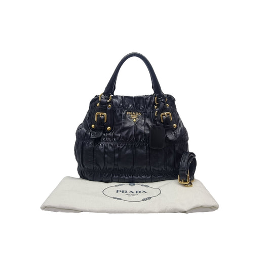 Prada Gaufre Nappa Leather Tote Bag Ghw (Black)