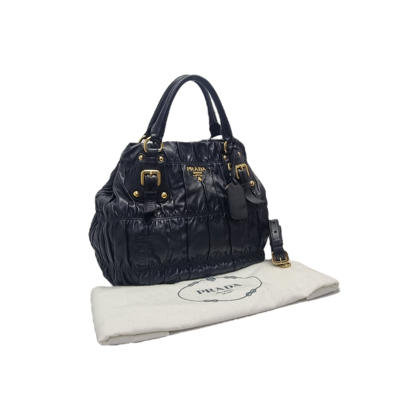 Prada Gaufre Nappa Leather Tote Bag Ghw (Black)