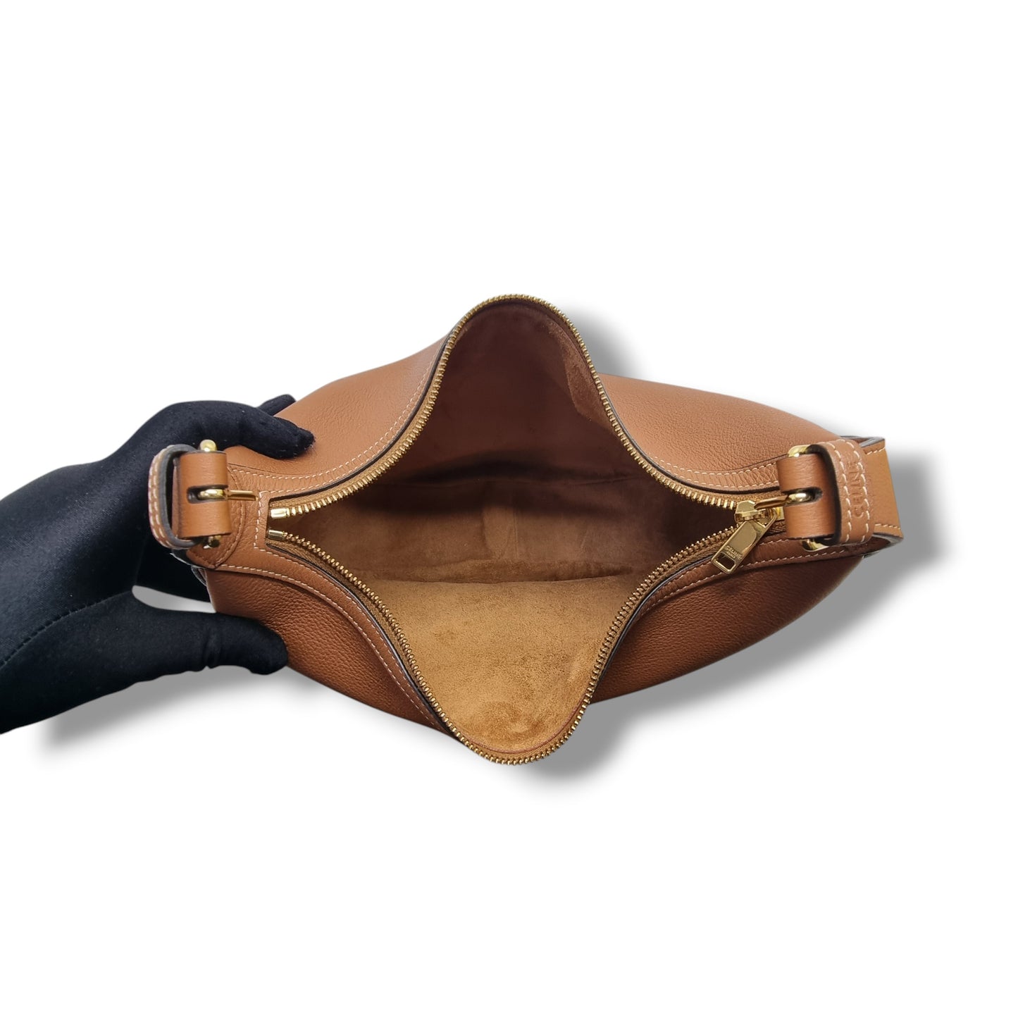 Celine Triomphe Heloise Leather Hobo Bag Ghw (Brown)