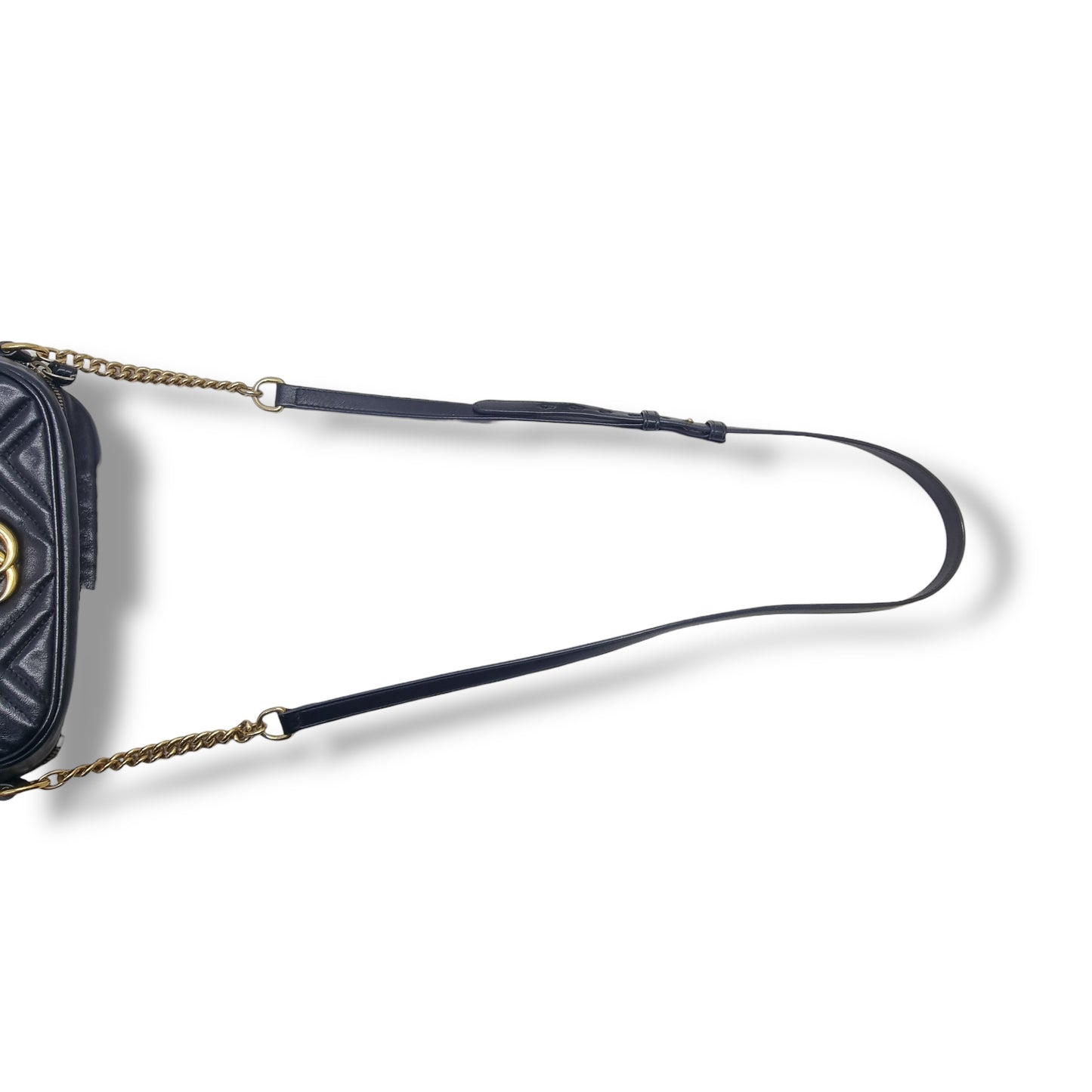Gucci GG Marmont Matelasse Small Chevron Camera Bag Ghw (Black)