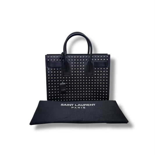 YSL Sac De Jour Studded Leather Tote Bag Shw (Black)