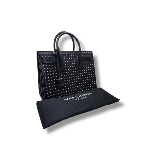 YSL Sac De Jour Studded Leather Tote Bag Shw (Black)