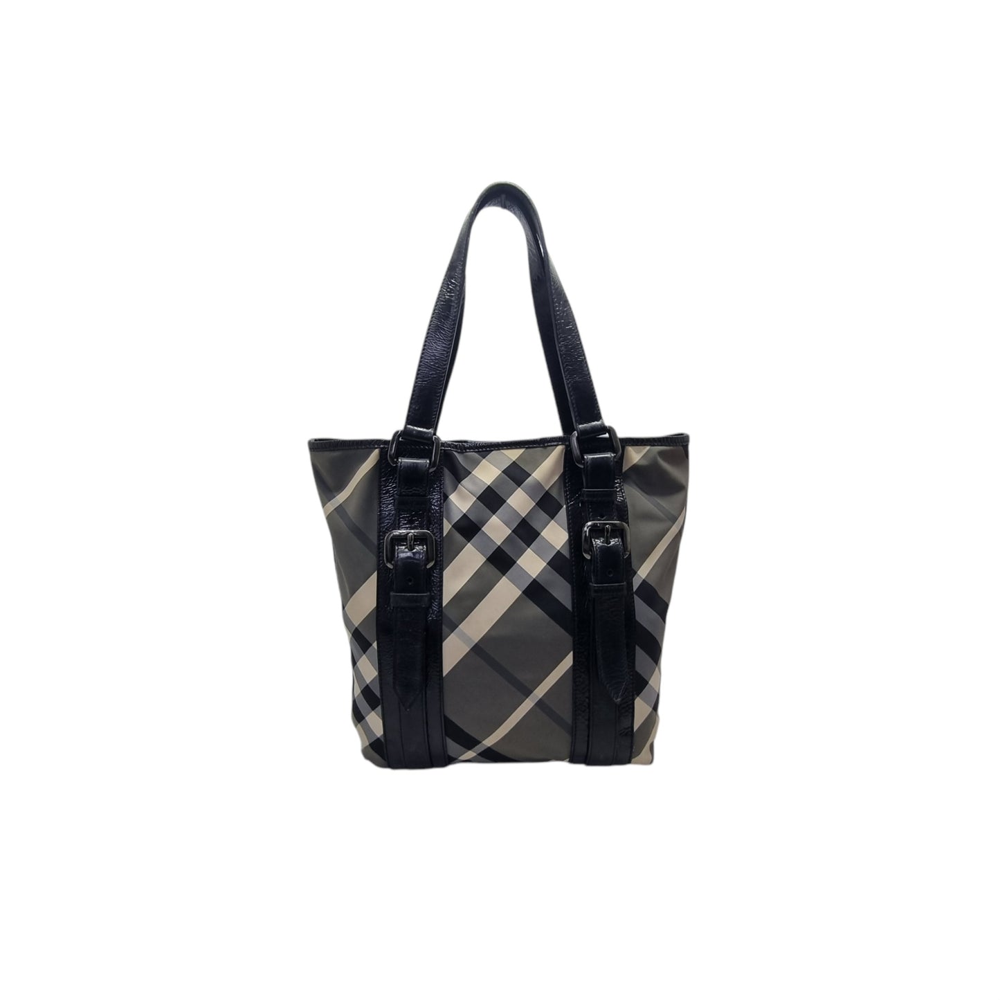 Burberry Beat Check Victoria Nylon Leather Shoulder Bag Shw (Black)