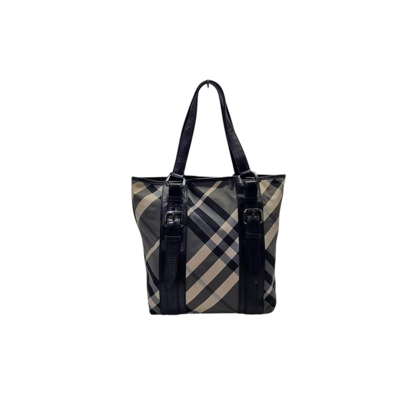 Burberry Beat Check Victoria Nylon Leather Shoulder Bag Shw (Black)