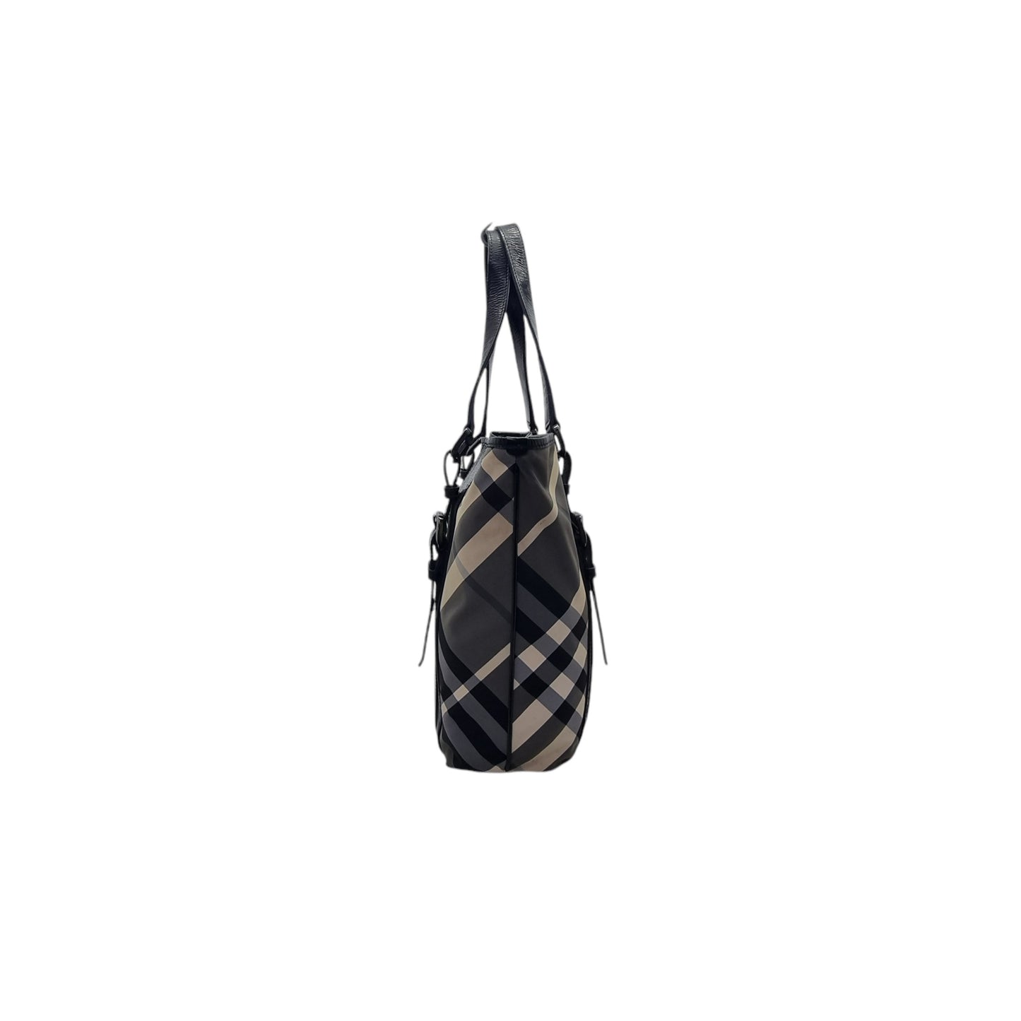 Burberry Beat Check Victoria Nylon Leather Shoulder Bag Shw (Black)