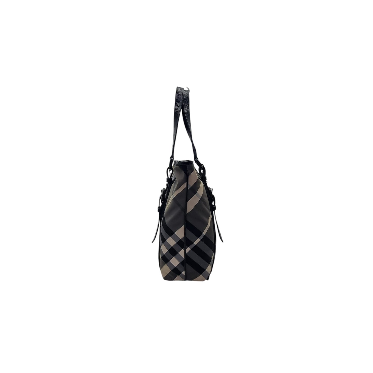 Burberry Beat Check Victoria Nylon Leather Shoulder Bag Shw (Black)