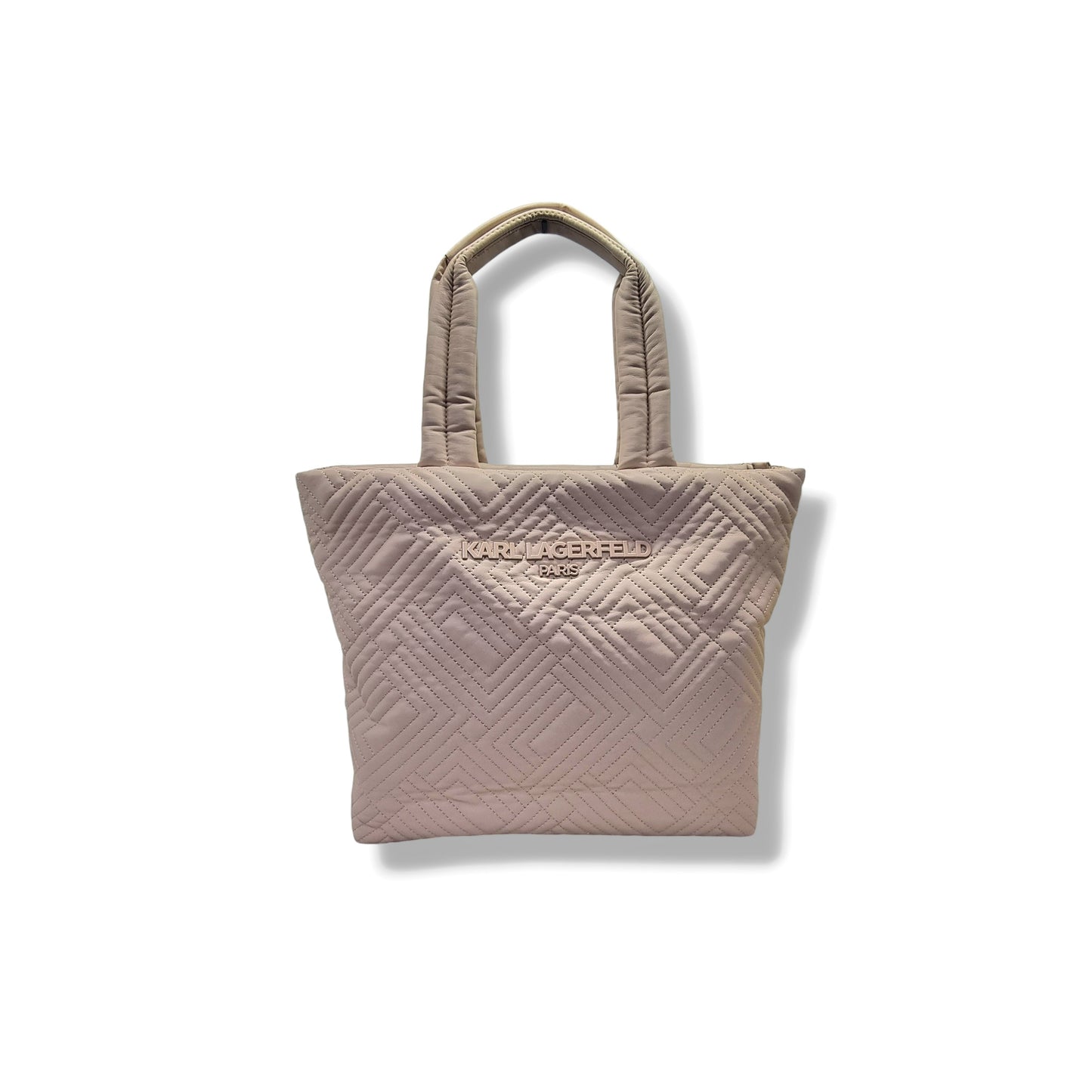 Karl Lagerfeld Paris Voyage Quilted Nylon Shoulder Bag (Beige/Shell)