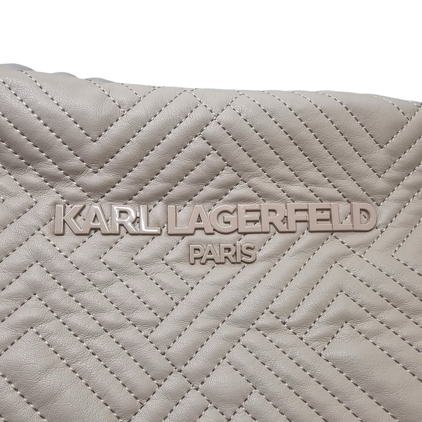 Karl Lagerfeld Paris Voyage Quilted Nylon Shoulder Bag (Beige/Shell)