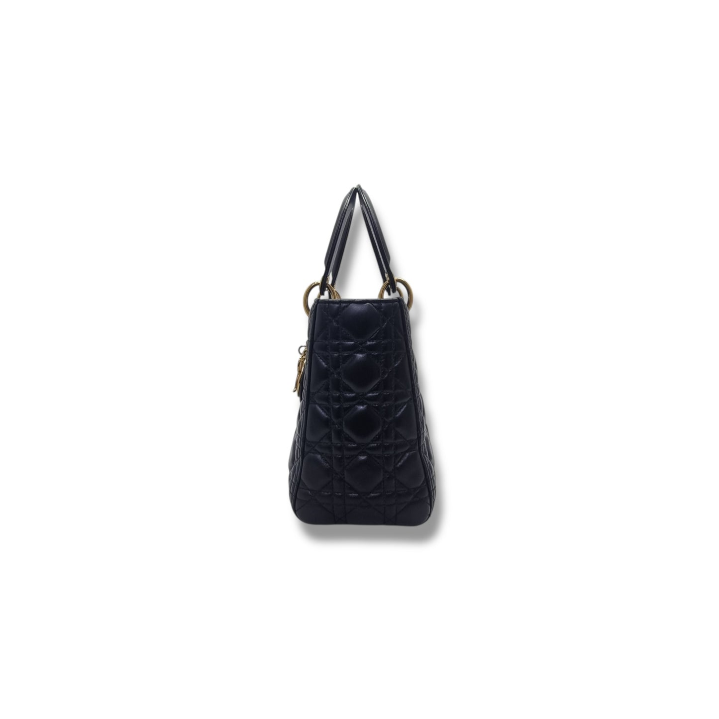 Christian Dior Lady Dior Medium Cannage Lambskin Ghw (Black)