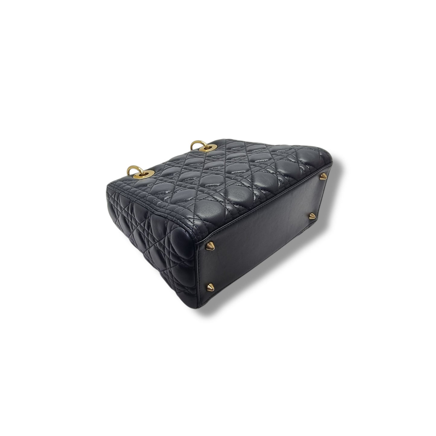 Christian Dior Lady Dior Medium Cannage Lambskin Ghw (Black)
