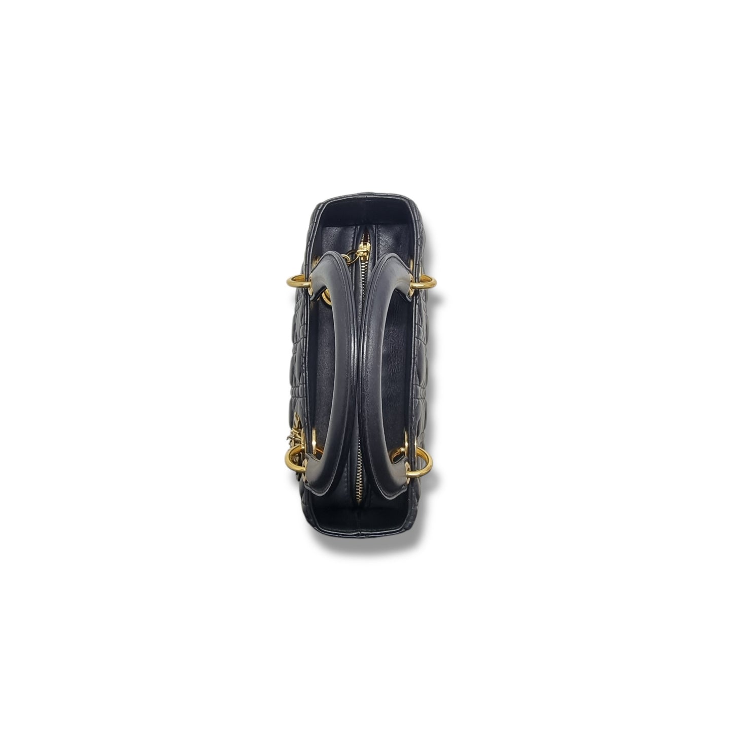 Christian Dior Lady Dior Medium Cannage Lambskin Ghw (Black)