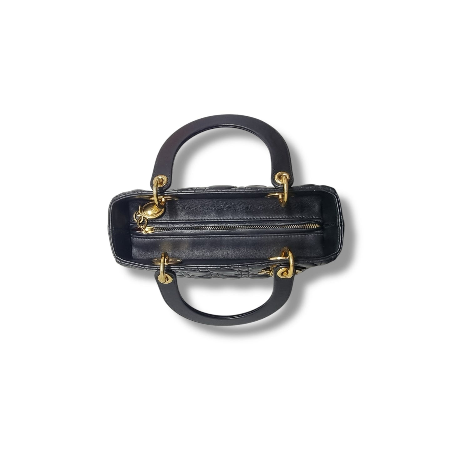 Christian Dior Lady Dior Medium Cannage Lambskin Ghw (Black)