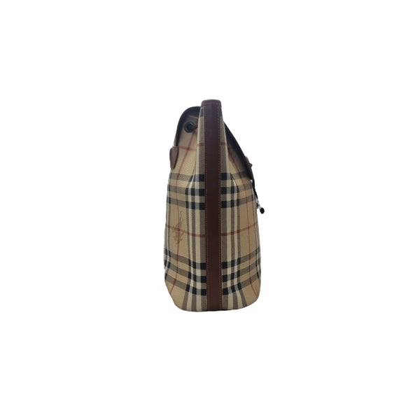 Burberry Vintage House Check Haymarket Canvas Backpack Ghw (Beige Brown)