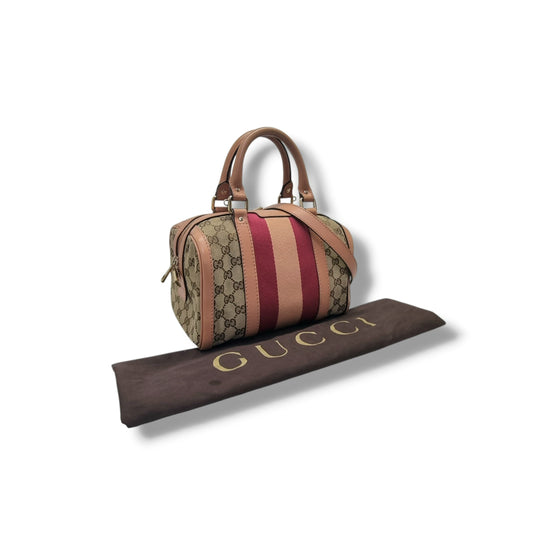 Gucci GG Canvas Joy Boston Bag Ghw (Light Brown)
