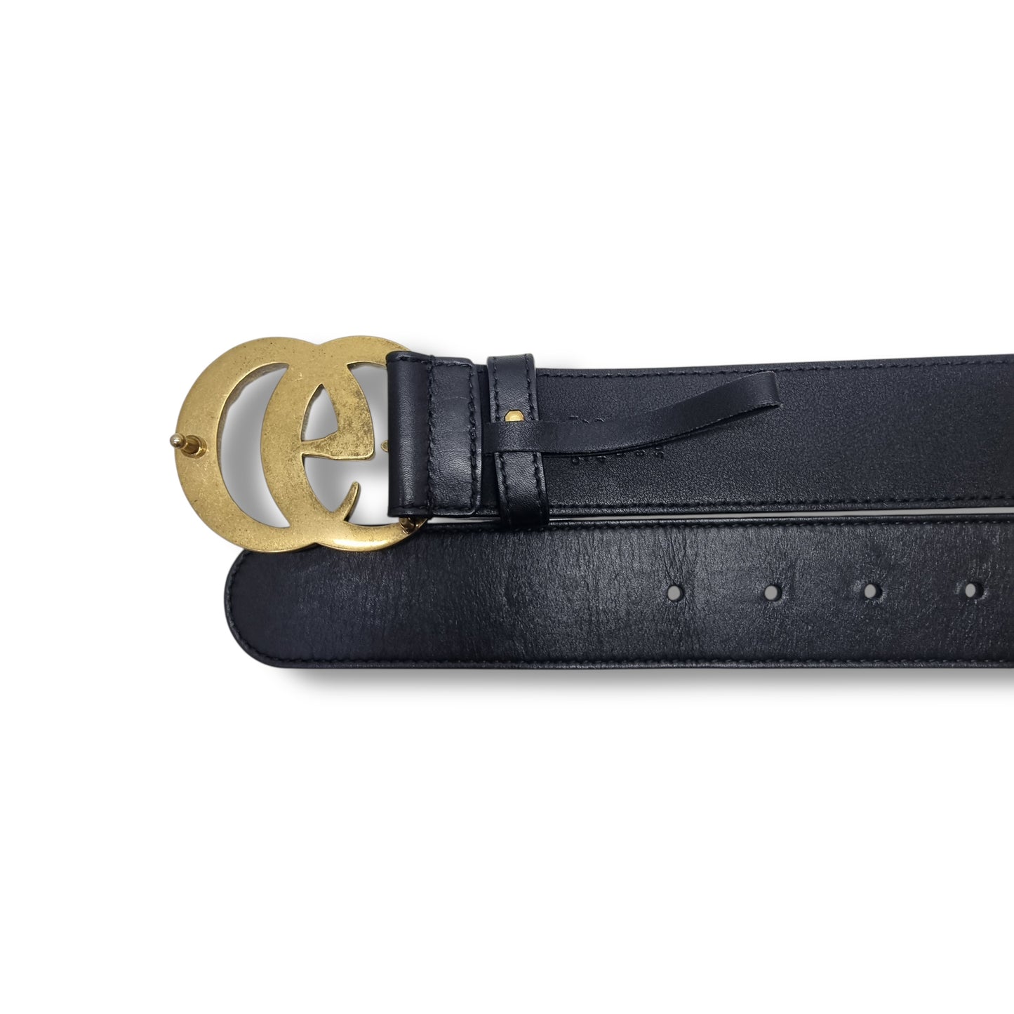 Gucci GG Pearl Embellished Double Buckle Belt Ghw (Black)