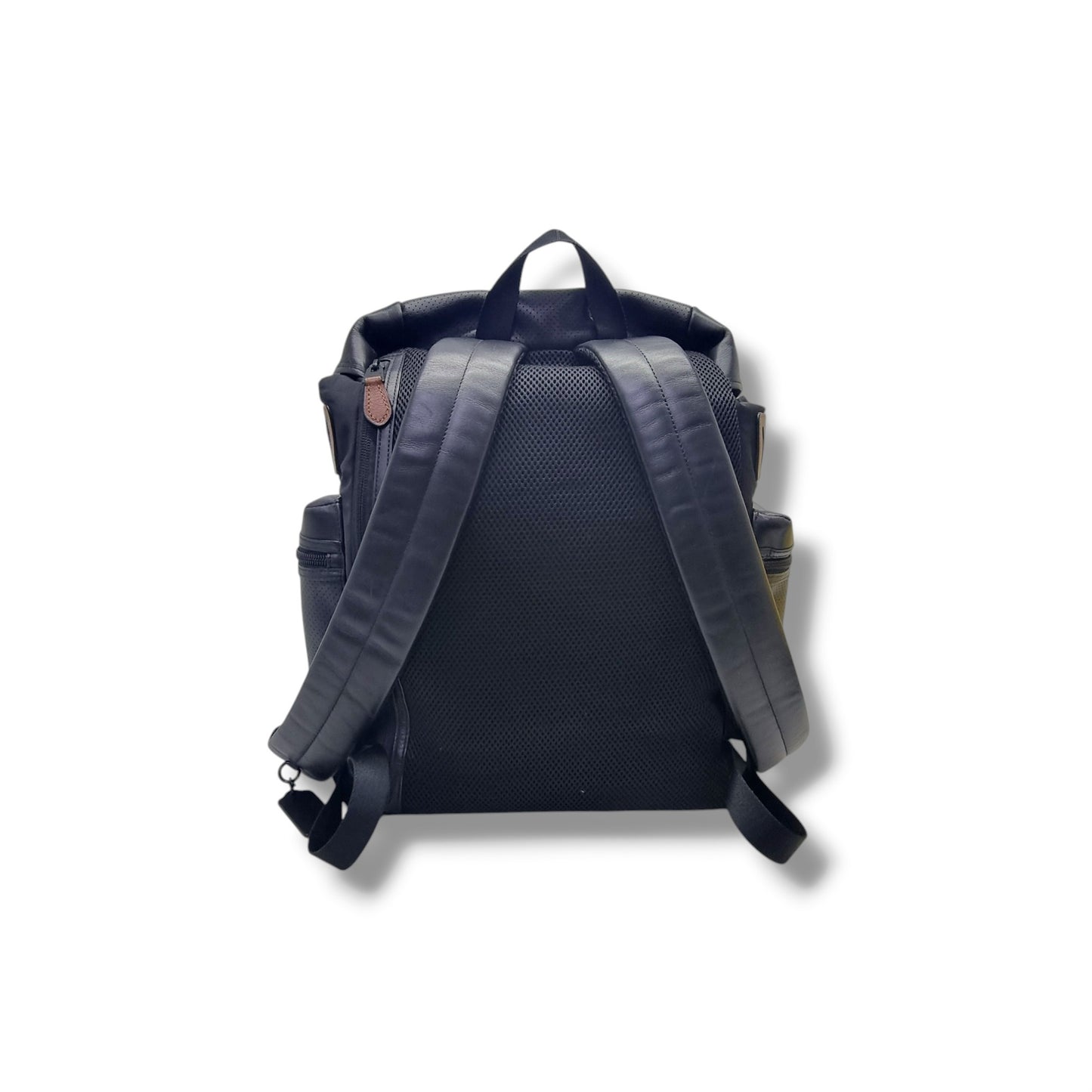 Coach Terrain Trek Backpack Perforated Leather & Nylon Black Hw (Black)
