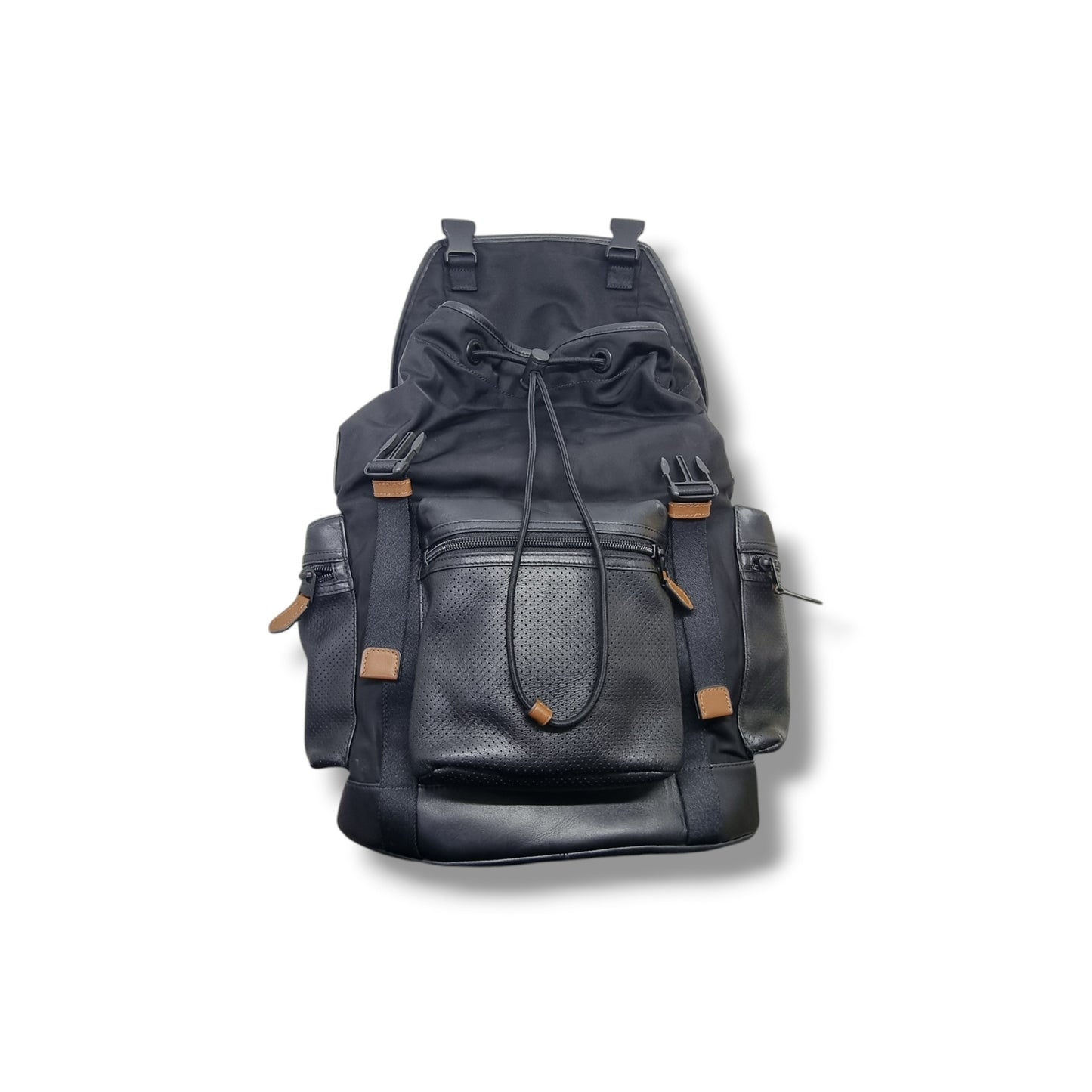 Coach Terrain Trek Backpack Perforated Leather & Nylon Black Hw (Black)
