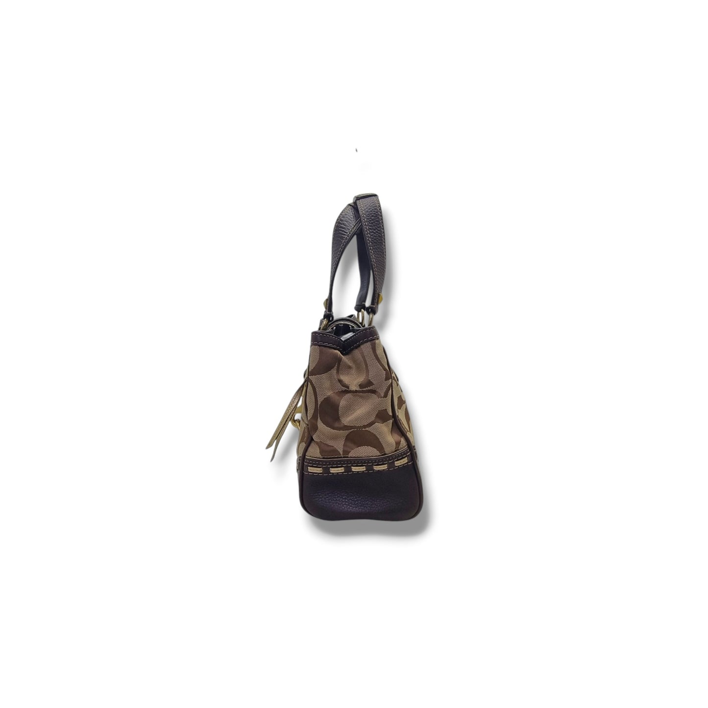Coach Vintage Stud Canvas Shoulder Bag Ghw (Brown)