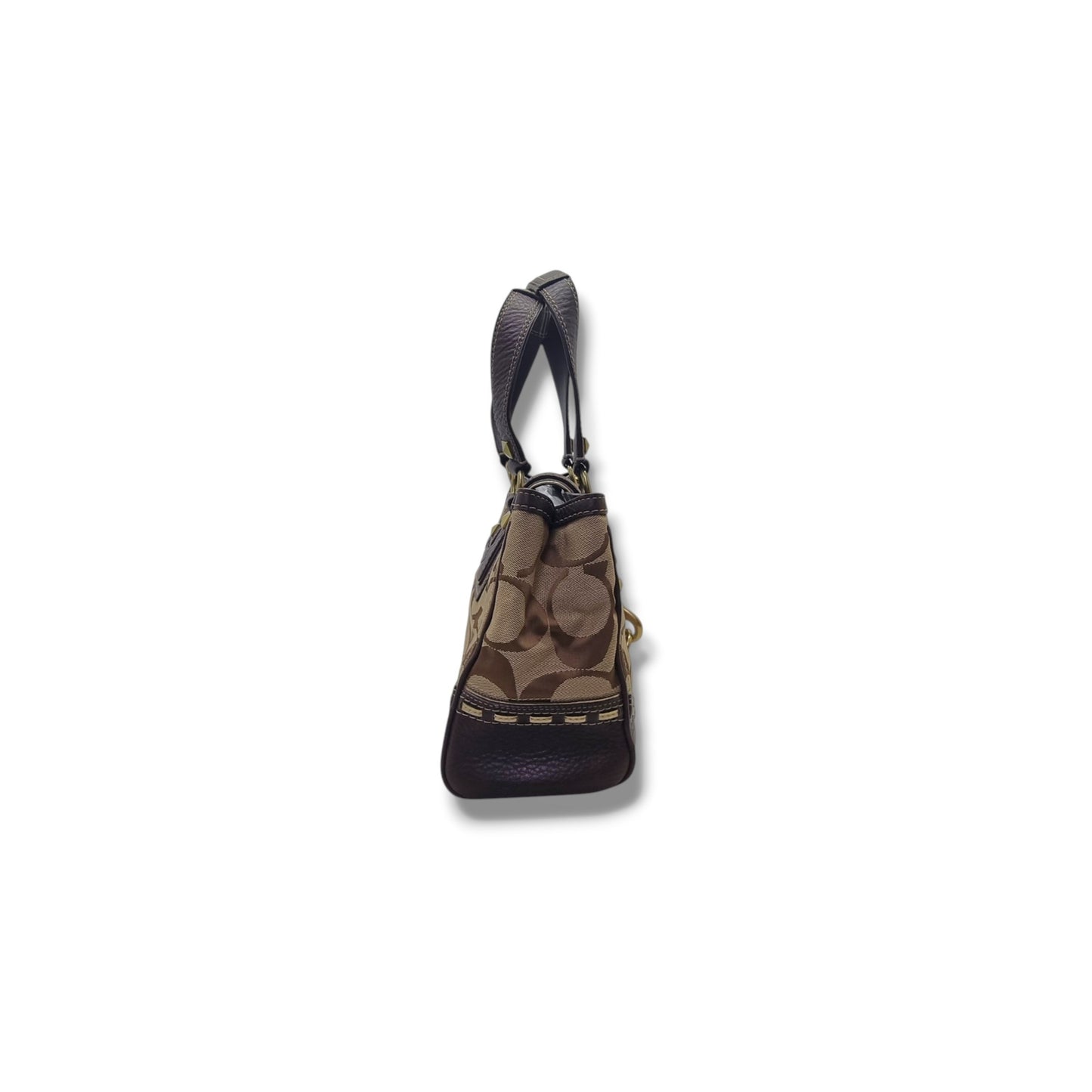 Coach Vintage Stud Canvas Shoulder Bag Ghw (Brown)