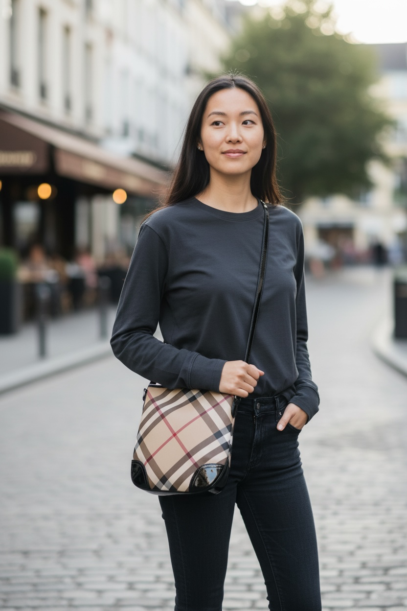 Burberry Supernova Check Coated Canvas Dryden Crossbody Shw (Black)
