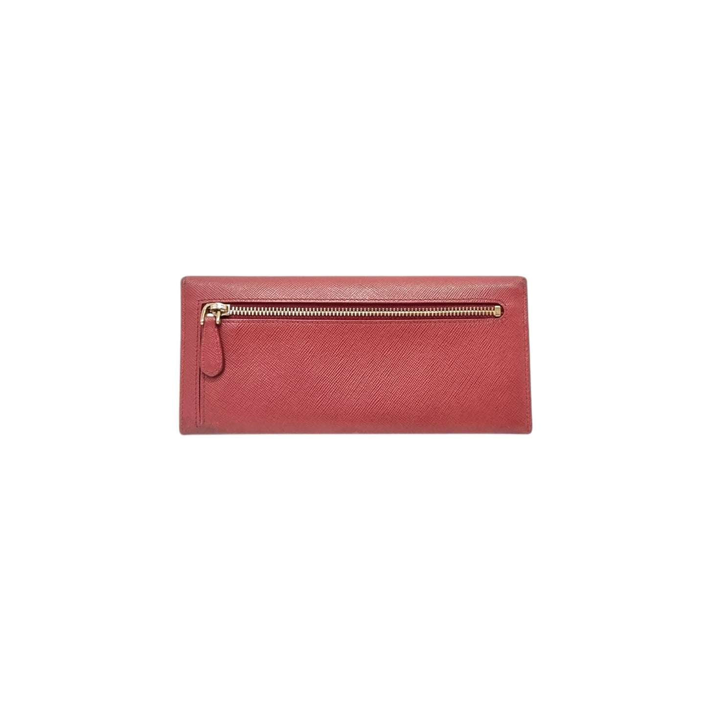 Prada Saffiano Bow Flap Long Wallet Leather Ghw (Red)