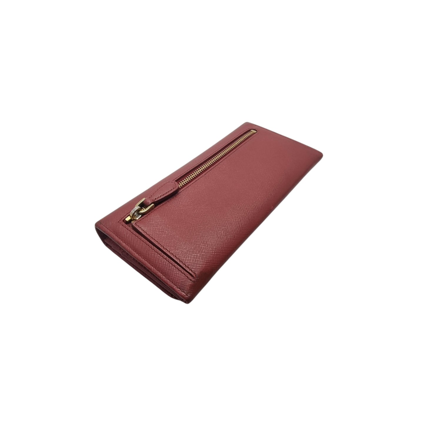 Prada Saffiano Bow Flap Long Wallet Leather Ghw (Red)