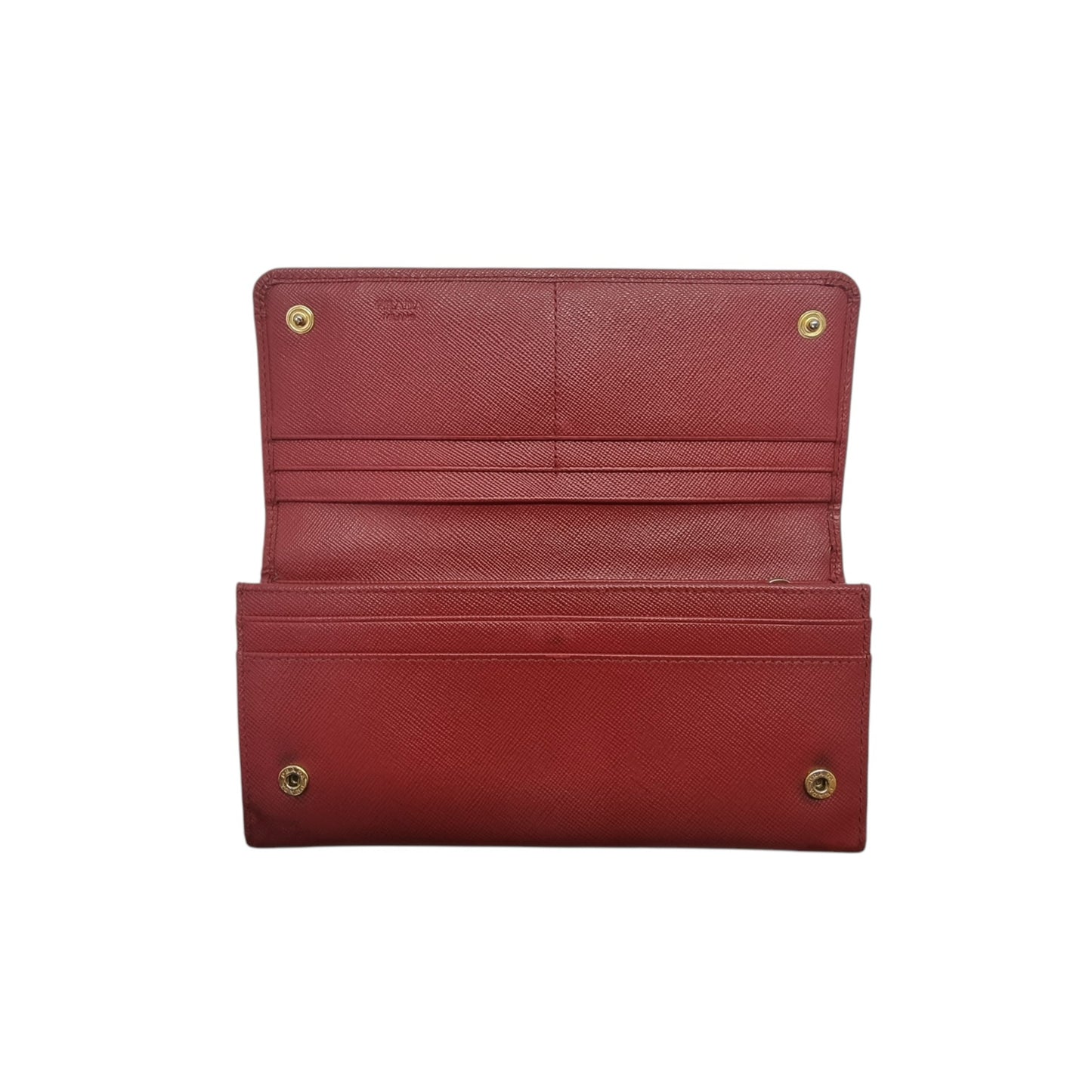 Prada Saffiano Bow Flap Long Wallet Leather Ghw (Red)