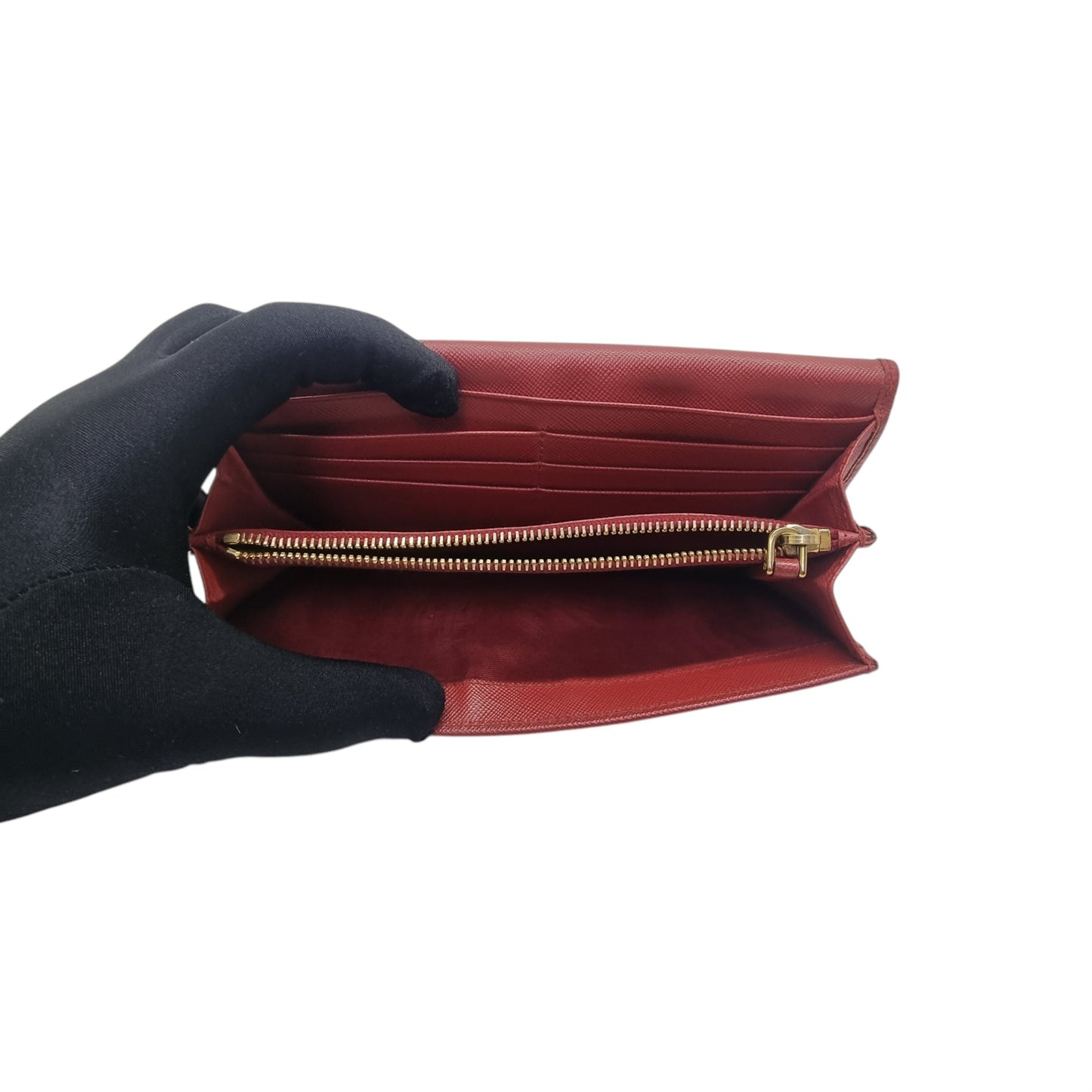 Prada Saffiano Bow Flap Long Wallet Leather Ghw (Red)