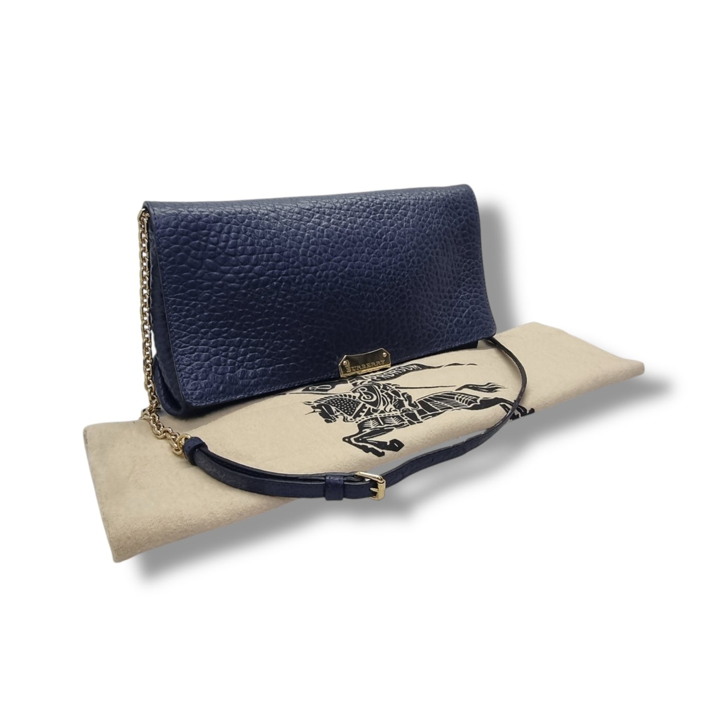 Burberry Mildenhall Leather Sling Bag Ghw (Navy Blue)