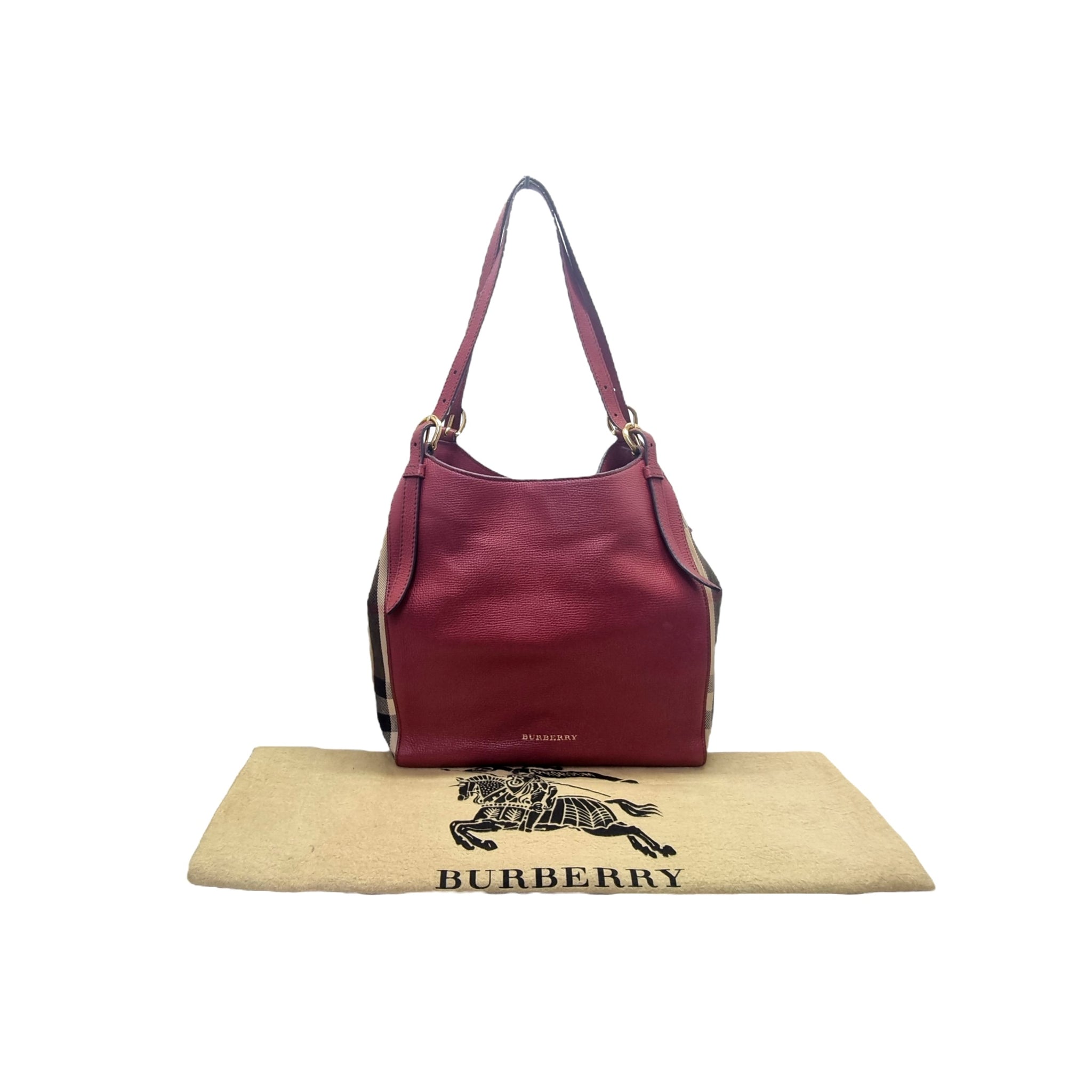 Burberry House Check Derby Canterbury Hobo Bag (Red)