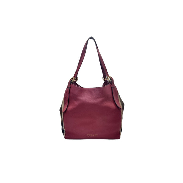 Burberry House Check Derby Canterbury Hobo Bag (Red)