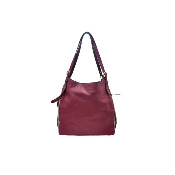 Burberry House Check Derby Canterbury Hobo Bag (Red)