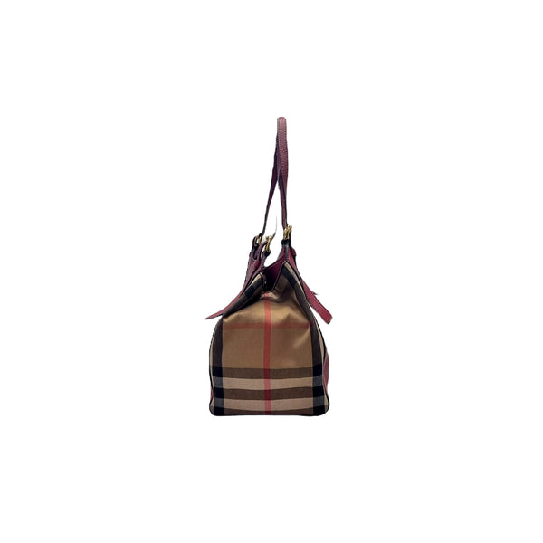 Burberry House Check Derby Canterbury Hobo Bag (Red)