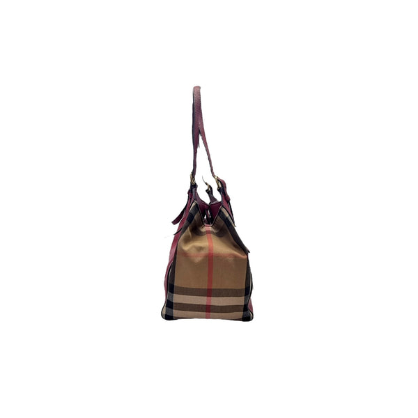 Burberry House Check Derby Canterbury Hobo Bag (Red)