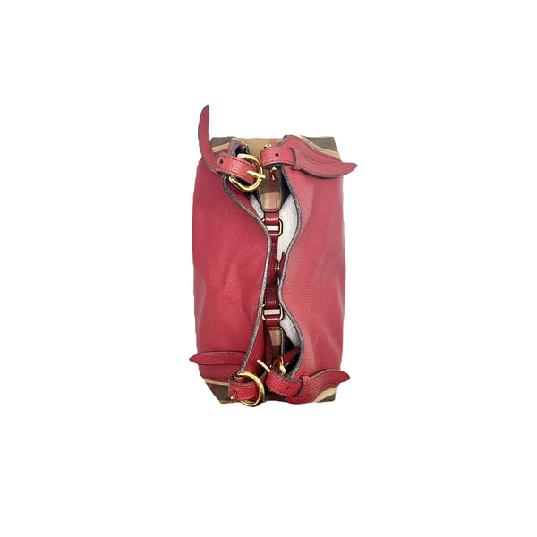 Burberry House Check Derby Canterbury Hobo Bag (Red)