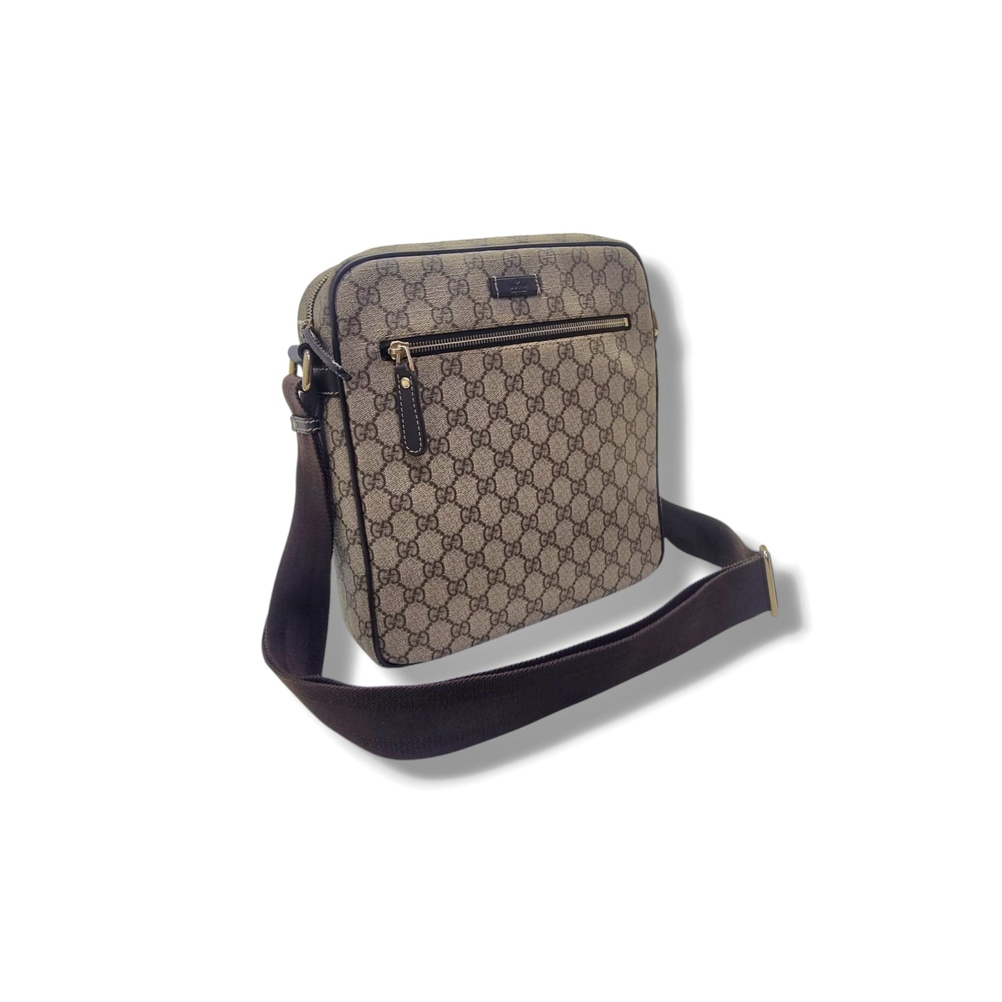 Gucci GG Supreme Canvas Messenger Bag Ghw (Beige/Brown)