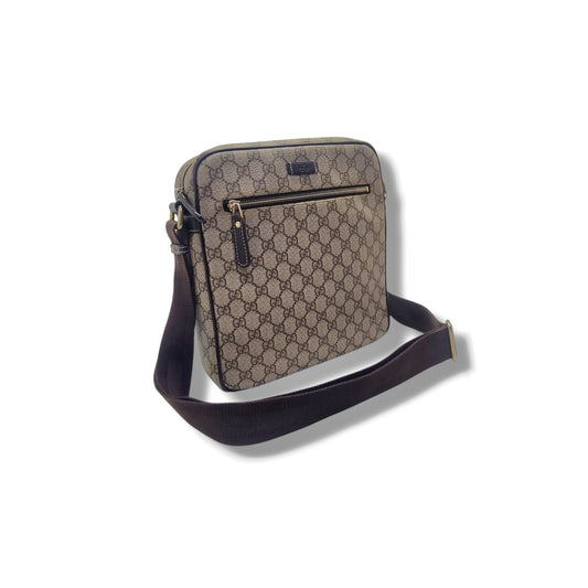 Gucci GG Supreme Canvas Messenger Bag Ghw (Beige/Brown)